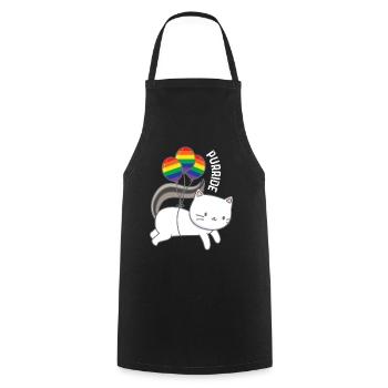 Purride Katze Ballon Regenbogen Gay - Kochschürze - Schwarz - Vorne - AI Model Male 185 dark (185cm)