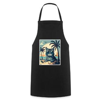 Quoi de neuf Plages Cat Beach Summer Holiday Party - Tablier de cuisine - noir - Devant - AI Model Male 185 dark (185cm)