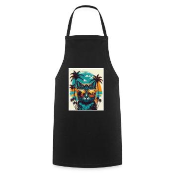 Quoi de neuf Plages Cat Beach Summer Holiday Party - Tablier de cuisine - noir - Devant - AI Model Male 185 dark (185cm)