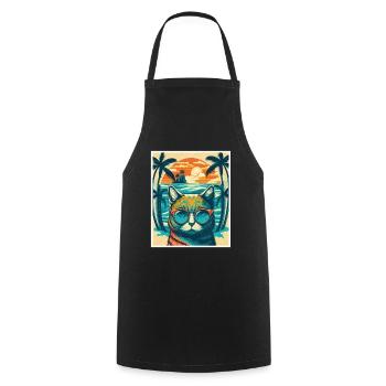 Quoi de neuf Plages Cat Beach Summer Holiday Party - Tablier de cuisine - noir - Devant - AI Model Male 185 dark (185cm)