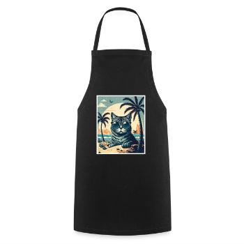 Quoi de neuf Plages Cat Beach Summer Holiday Party - Tablier de cuisine - noir - Devant - AI Model Male 185 dark (185cm)