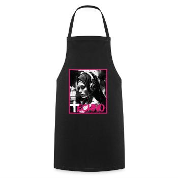 Techno Vaporwave Nun Christian God Music - Cooking Apron - black - Front - AI Model Male 185 dark (185cm)