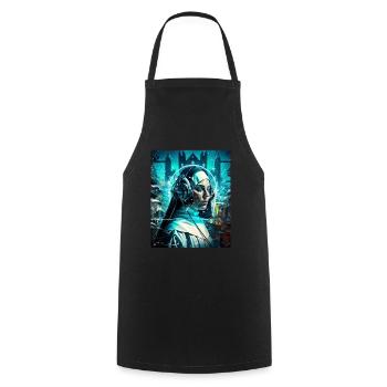 Techno Vaporwave Nun Christian God Music - Cooking Apron - black - Front - AI Model Male 185 dark (185cm)