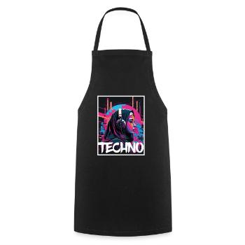 Techno Vaporwave Nun Christian God Music - Cooking Apron - black - Front - AI Model Male 185 dark (185cm)