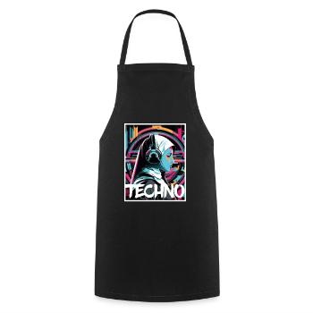 Techno Vaporwave Nun Christian God Music - Cooking Apron - black - Front - AI Model Male 185 dark (185cm)