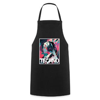 Techno Vaporwave Nun Christian God Music - Cooking Apron - black - Front - AI Model Male 185 dark (185cm)