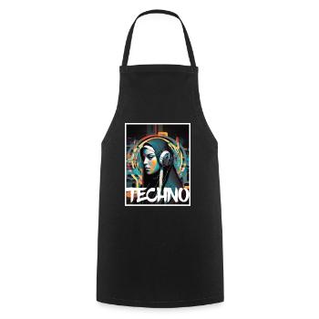 Techno Vaporwave Nun Christian God Music - Cooking Apron - black - Front - AI Model Male 185 dark (185cm)