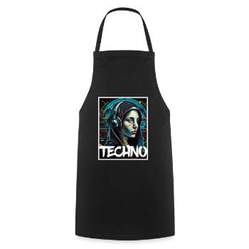 Techno Vaporwave Nun Christian God Music - Cooking Apron - black - Front - AI Model Male 185 dark (185cm)