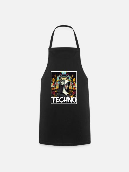 Techno Vaporwave Nonne Christlich Gott Musik - Kochschürze - Schwarz
