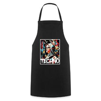Techno Vaporwave Nun Christian God Music - Cooking Apron - black - Front - AI Model Male 185 dark (185cm)