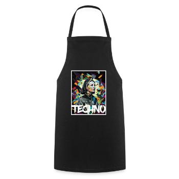 Techno Vaporwave Nun Christian God Music - Cooking Apron - black - Front - AI Model Male 185 dark (185cm)