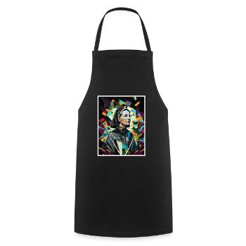 Techno Vaporwave Nun Christian God Music - Cooking Apron - black - Front - AI Model Male 185 dark (185cm)