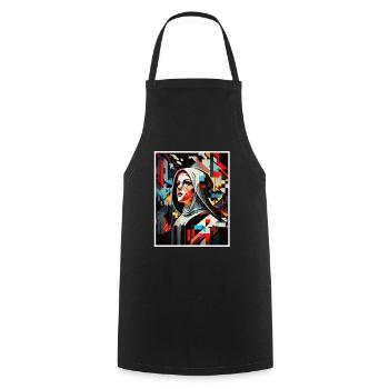 Techno Vaporwave Nun Christian God Music - Cooking Apron - black - Front - AI Model Male 185 dark (185cm)