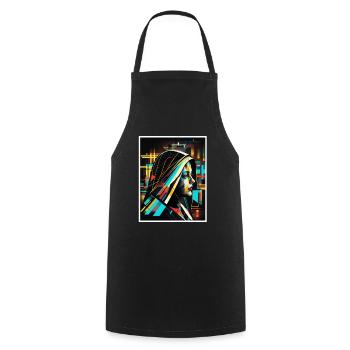 Techno Vaporwave Nun Christian God Music - Cooking Apron - black - Front - AI Model Male 185 dark (185cm)