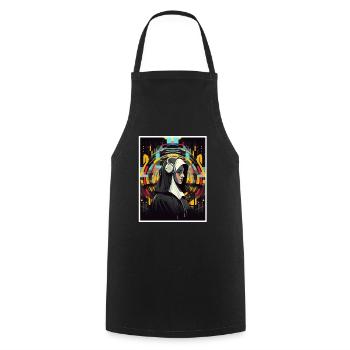Techno Vaporwave Nun Christian God Music - Cooking Apron - black - Front - AI Model Male 185 dark (185cm)