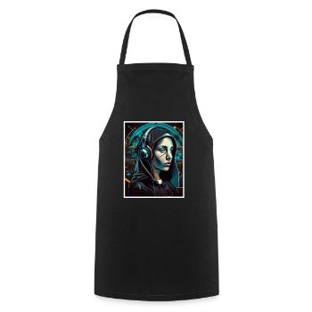 Techno Vaporwave Nun Christian God Music - Cooking Apron - black - Front - AI Model Male 185 dark (185cm)