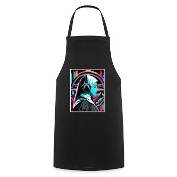 Techno Vaporwave Nun Christian God Music - Cooking Apron - black - Front - AI Model Male 185 dark (185cm)