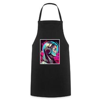 Techno Vaporwave Nun Christian God Music - Cooking Apron - black - Front - AI Model Male 185 dark (185cm)