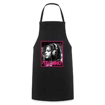 Techno Vaporwave Nun Christian God Music - Cooking Apron - black - Front - AI Model Male 185 dark (185cm)