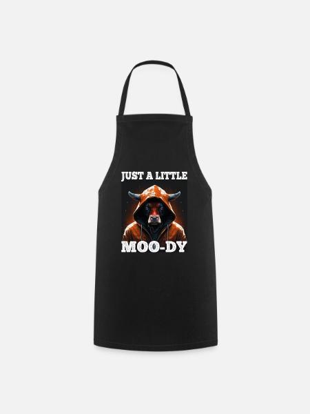 A little Moody Cow Beef Morning Grouch Farmer Sleep - Cooking Apron - black