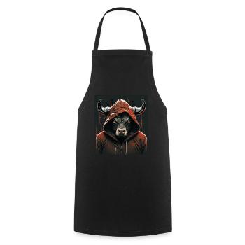 A little Moody Cow Beef Morning Grouch Farmer Sleep - Cooking Apron - black - Front - AI Model Male 185 dark (185cm)