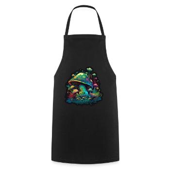 Mushrooms Nature Cosmic Neon Raver Goa Freedom - Cooking Apron - black - Front - AI Model Male 185 dark (185cm)