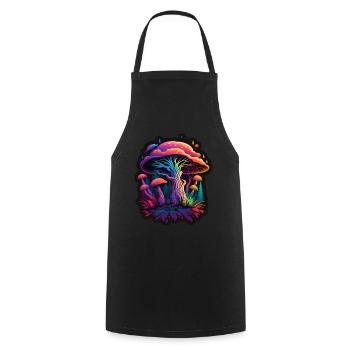Mushrooms Nature Cosmic Neon Raver Goa Freedom - Cooking Apron - black - Front - AI Model Male 185 dark (185cm)