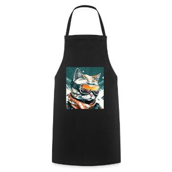 Winter Cat Ski Snowboard Snow Kitten - Cooking Apron - black - Front - AI Model Male 185 dark (185cm)