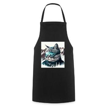 Winter Katze Ski Snowboard Schnee Kätzchen - Kochschürze - Schwarz - Vorne - AI Model Male 185 dark (185cm)