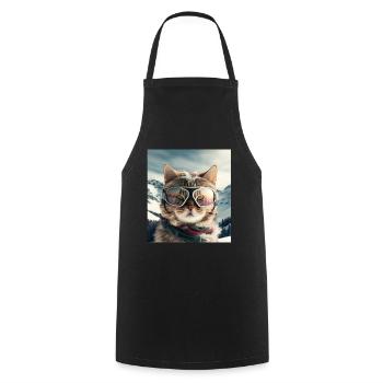 Winter Katze Ski Snowboard Schnee Kätzchen - Kochschürze - Schwarz - Vorne - AI Model Male 185 dark (185cm)
