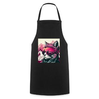 Winter Cat Ski Snowboard Snow Kitten - Cooking Apron - black - Front - AI Model Male 185 dark (185cm)