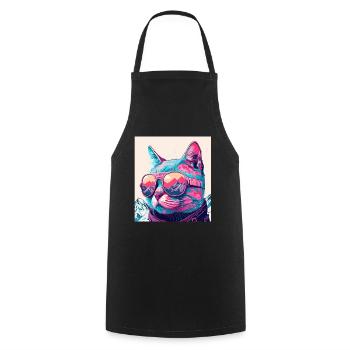 Winter Cat Ski Snowboard Snow Kitten - Cooking Apron - black - Front - AI Model Male 185 dark (185cm)