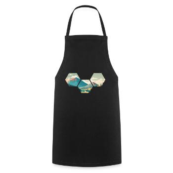 Mountain Geometry Hexagon Nature Outdoor - Cooking Apron - black - Front - AI Model Male 185 dark (185cm)