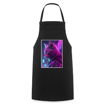 Cat Vaporwave Futuristic Neon - Tablier de cuisine - noir - Devant - AI Model Male 185 dark (185cm)