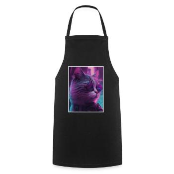 Cat Vaporwave Futuristic Neon - Tablier de cuisine - noir - Devant - AI Model Male 185 dark (185cm)