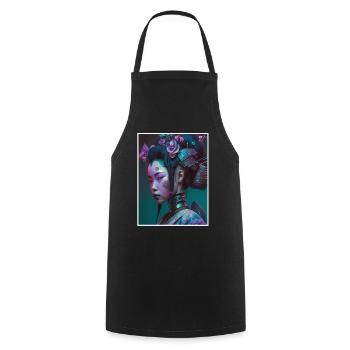 Geisha Anime Japon Vaporwave Anime Futuriste - Tablier de cuisine - noir - Devant - AI Model Male 185 dark (185cm)