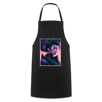 Geisha Anime Japon Vaporwave Anime Futuriste - Tablier de cuisine - noir - Devant - AI Model Male 185 dark (185cm)