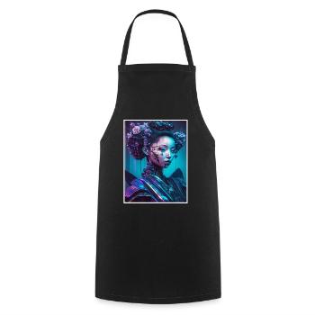 Geisha Anime Japon Vaporwave Anime Futuriste - Tablier de cuisine - noir - Devant - AI Model Male 185 dark (185cm)