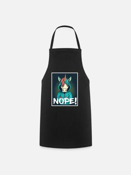 Nope morning grouch licorne collègue sarcasme - Tablier de cuisine - noir