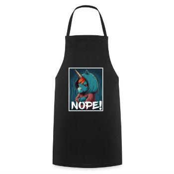 Nope Morgenmuffel Einhorn Kollege Sarkasmus - Kochschürze - Schwarz - Vorne - AI Model Male 185 dark (185cm)