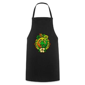 Frieden Zeichen Blumen Pflanzen Abstrakt Peace - Kochschürze - Schwarz - Vorne - AI Model Male 185 dark (185cm)