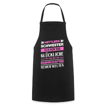 Mittelkind Sandwichkind Mittlere Schwester - Kochschürze - Schwarz - Vorne - AI Model Male 185 dark (185cm)