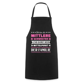 Mittelkind Sandwichkind Mittlere Schwester - Kochschürze - Schwarz - Vorne - AI Model Male 185 dark (185cm)
