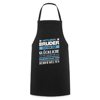 Mittelkind Sandwichkind Mittlerer Bruder - Kochschürze - Schwarz - Vorne - AI Model Male 185 dark (185cm)
