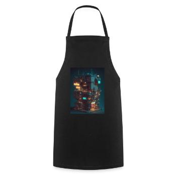 Voxel Vaporwave Neon Futuristisch Fantasie Gaming - Kochschürze - Schwarz - Vorne - AI Model Male 185 dark (185cm)