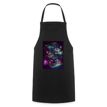 Voxel Vaporwave Neon Futuristisch Fantasie Gaming - Kochschürze - Schwarz - Vorne - AI Model Male 185 dark (185cm)