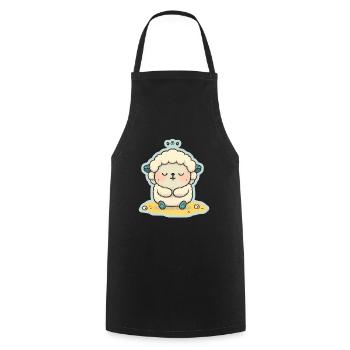 Sheep Lamb Sheep Yoga Meditation Relaxation - Cooking Apron - black - Front - AI Model Male 185 dark (185cm)