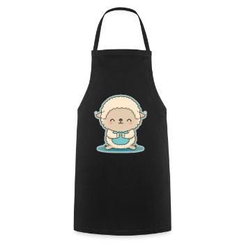Sheep Lamb Sheep Yoga Meditation Relaxation - Cooking Apron - black - Front - AI Model Male 185 dark (185cm)