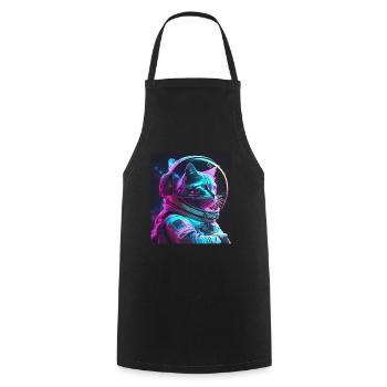 Cat Kitten Space Astronaut Cosmos Neon - Cooking Apron - black - Front - AI Model Male 185 dark (185cm)
