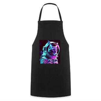Cat Kitten Space Astronaut Cosmos Neon - Cooking Apron - black - Front - AI Model Male 185 dark (185cm)